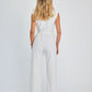 Effen gekleurde taille afslankende jumpsuit met wijde pijpen