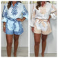 Gedessineerde Knoopsluiting Shorts Co-ord