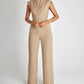 Effen gekleurde taille afslankende jumpsuit met wijde pijpen