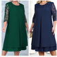 ⏳Vrouwen geborduurde chiffon splicing ronde hals jurk