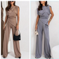 Elegante effen kleur tweedelige set voor dames