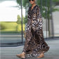 😻Damesjurk met lange mouwen en losse luipaardprint