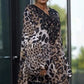 😻Damesjurk met lange mouwen en losse luipaardprint