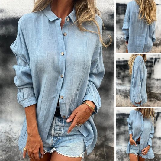 🥰Beperkte uitverkoop 20% KORTING💖Oversized linnen overhemd met knopen voor dames