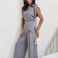 Elegante effen kleur tweedelige set voor dames