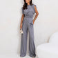 Elegante effen kleur tweedelige set voor dames