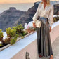 Wit damesshirt + metallic rok, tweedelige set