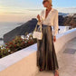 Wit damesshirt + metallic rok, tweedelige set