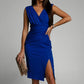 🍃Svelte V-Neck Slit Midi Dress