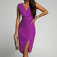 🍃Svelte V-Neck Slit Midi Dress