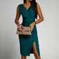 🍃Svelte V-Neck Slit Midi Dress