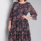Damesjurk met ronde hals en bloemenprint
