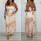 Spaghettibandjes mesh bloemen maxi-jurk