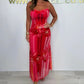 Spaghettibandjes mesh bloemen maxi-jurk