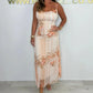 Spaghettibandjes mesh bloemen maxi-jurk
