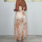 Spaghettibandjes mesh bloemen maxi-jurk