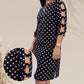 Dames Polka Dot Cutout Mouw Knielange Jurk
