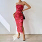 Bloemen Sexy Skinny Slit Strapless Lange Jurk