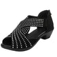 Dames Retro Open Teen Dikke Hak Sandalen