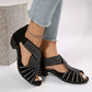 Dames Retro Open Teen Dikke Hak Sandalen