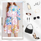 Mini-jurk met knoopsluiting en bloemenprint
