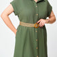 Effen kleur casual button-down jurk voor dames
