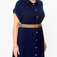 Effen kleur casual button-down jurk voor dames