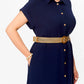 Effen kleur casual button-down jurk voor dames