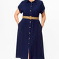 Effen kleur casual button-down jurk voor dames