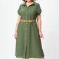 Effen kleur casual button-down jurk voor dames