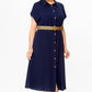 Effen kleur casual button-down jurk voor dames