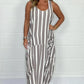Gestreepte oversized jurk met strik aan de voorkant en zak