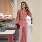 🌸Speciale prijs🌸 Hoge kwaliteit roze top met vierkante broek met brede pijpen