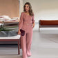 🌸Speciale prijs🌸 Hoge kwaliteit roze top met vierkante broek met brede pijpen