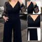 Mesh mouw V hals jumpsuit