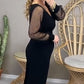 Mesh mouw V hals jumpsuit
