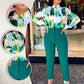 Tweedelige set van trendy print shirt en broek voor dames