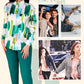 Tweedelige set van trendy print shirt en broek voor dames
