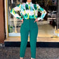 Tweedelige set van trendy print shirt en broek voor dames