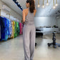 Set van 2 mouwloze haltertop en wijde broek met hoge taille voor dames