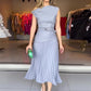 Dames off-shoulder geplooide jurk met riem