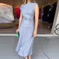Dames off-shoulder geplooide jurk met riem
