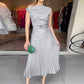 Dames off-shoulder geplooide jurk met riem