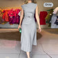 Dames off-shoulder geplooide jurk met riem