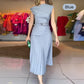Dames off-shoulder geplooide jurk met riem