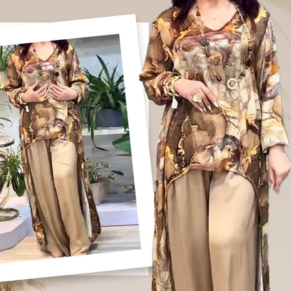 ❤️Hogere kwaliteit-❤️Tweedelige set van trendy top en broek met print voor dames