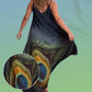 Maxi-jurk met losse spaghettibandjes en bloemenprint