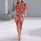 Elegante, nauwsluitende V-hals printjurk voor dames