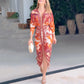 Elegante, nauwsluitende V-hals printjurk voor dames