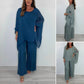 ✨ Vroege zomer nieuwe ✨ ultra-dunne vrouwen elegante casual chiffon top en broek met wijde pijpen set